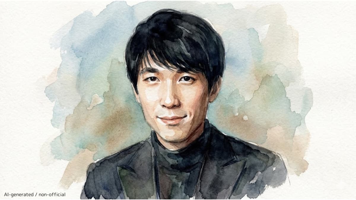エリック・ルーの水彩画風の似顔絵。AIによる生成。非公式画像。